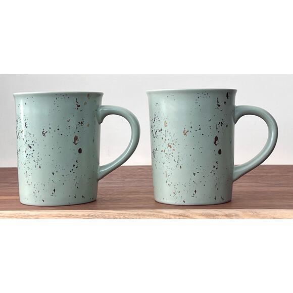 Hearth & Hand by Magnolia Two Matte Green Gold Speck Mugs Cups Stoneware 16oz - Picture 9 of 14